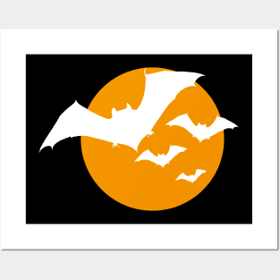 Halloween Moon Scary Bats Posters and Art